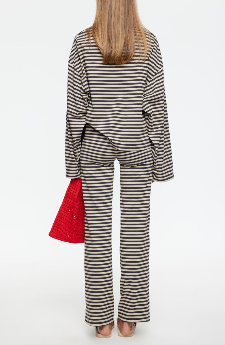 LIONESS Bloom Side Tie Wide Leg Pants, Alternate, color, Slate Stripe