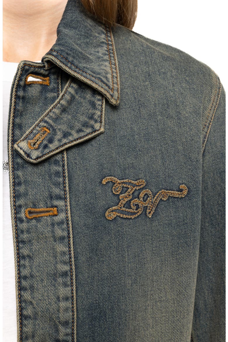 Lessa Logo Denim Jacket, Alternate, color, MEDIUM BLUE