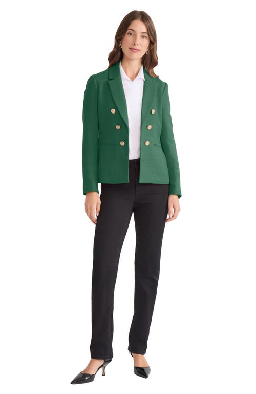 Jones New York Faux Double Breasted Tweed Jacket In Green