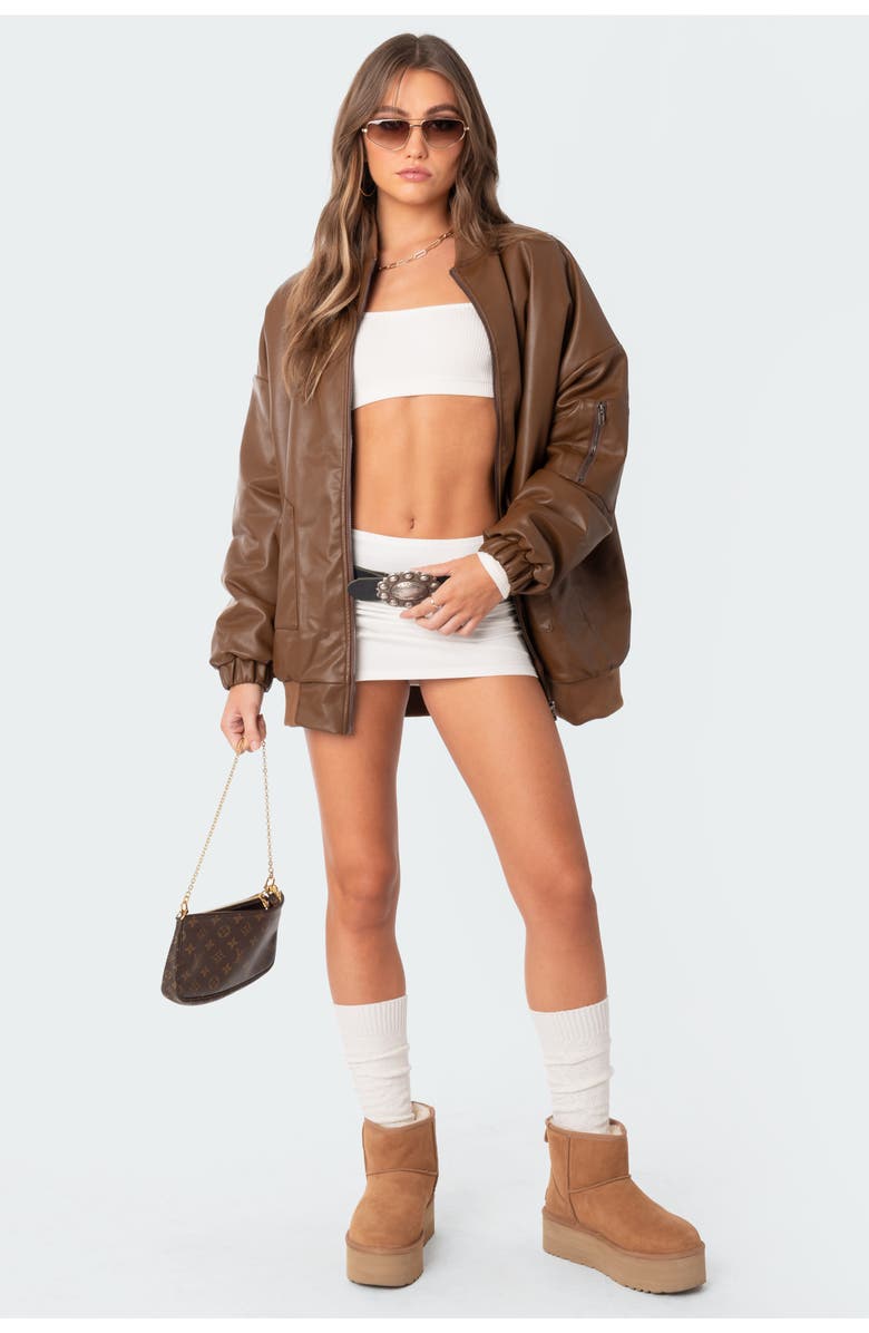 EDIKTED Oversize Faux Leather Bomber, Alternate, color,