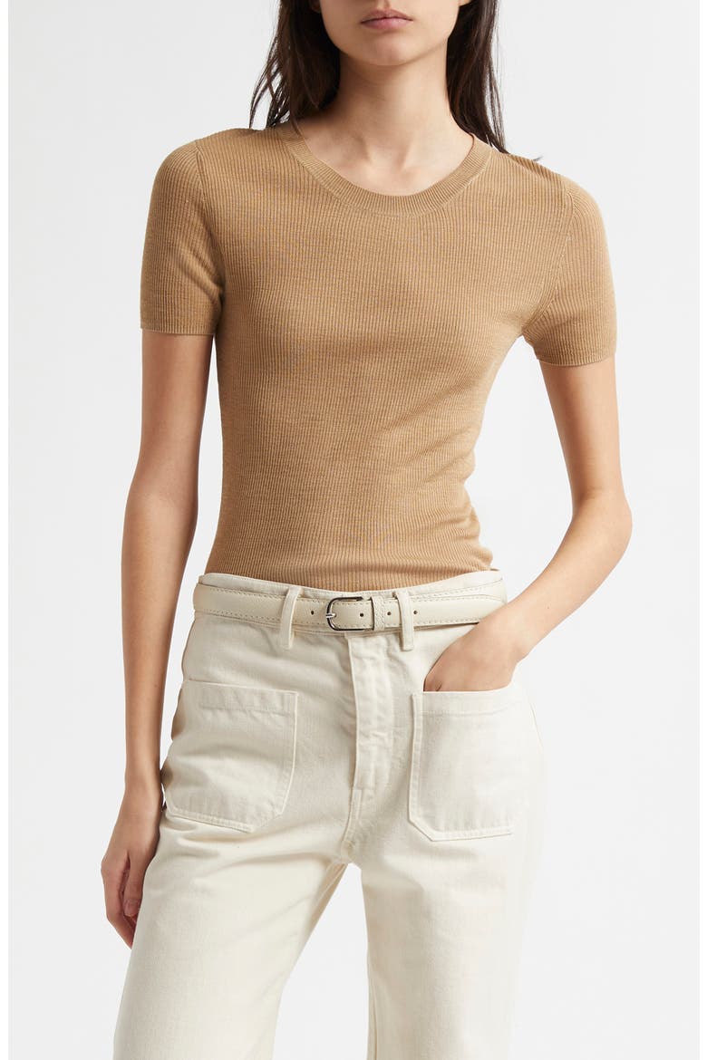 Hettie Rib Silk Sweater, Main, color, CAMEL