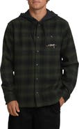 Billabong Baja Sur Plaid Hooded Cotton Flannel Button-Up Shirt