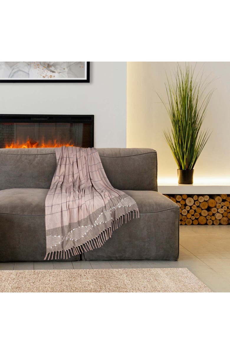 PARKLAND COLLECTION Adonia Fringe Throw Blanket, Alternate, color, Coffee Grey