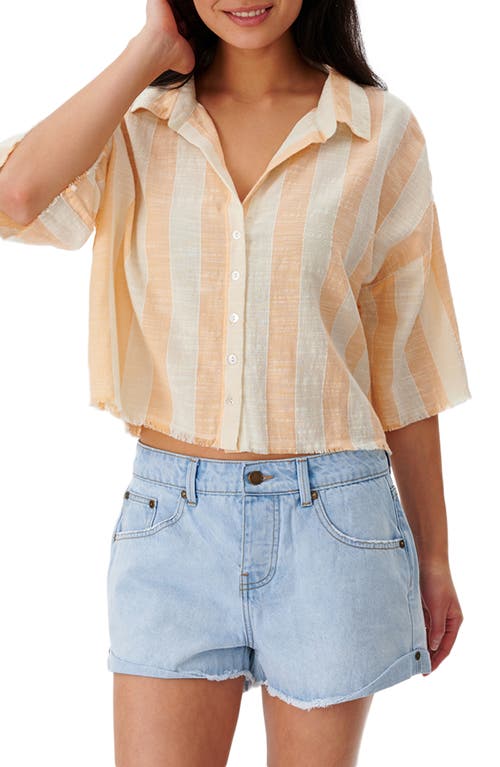 Rip Curl Havana Stripe Cotton & Linen Shirt In Pink