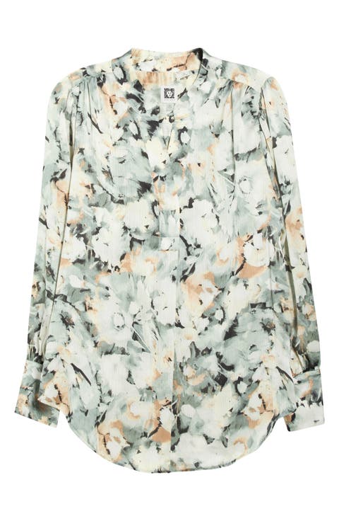 Pleated Split Neck Top (Plus)