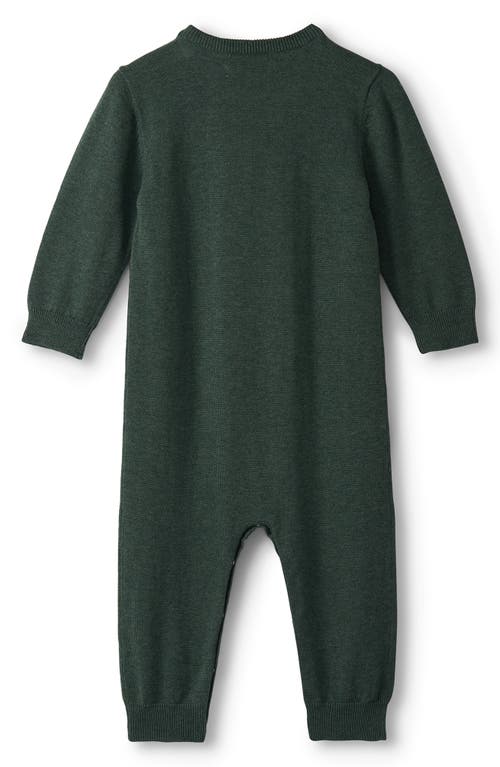 Hatley Intarsia Teddy Bear Cotton Sweater Romper In Green
