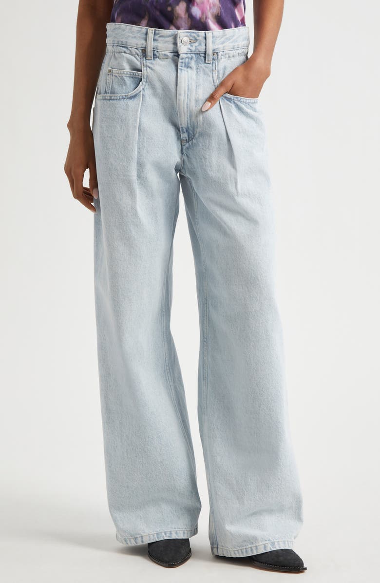 Isabel Marant Étoile Rachelle Pleated Jeans, Main, color, Light Blue