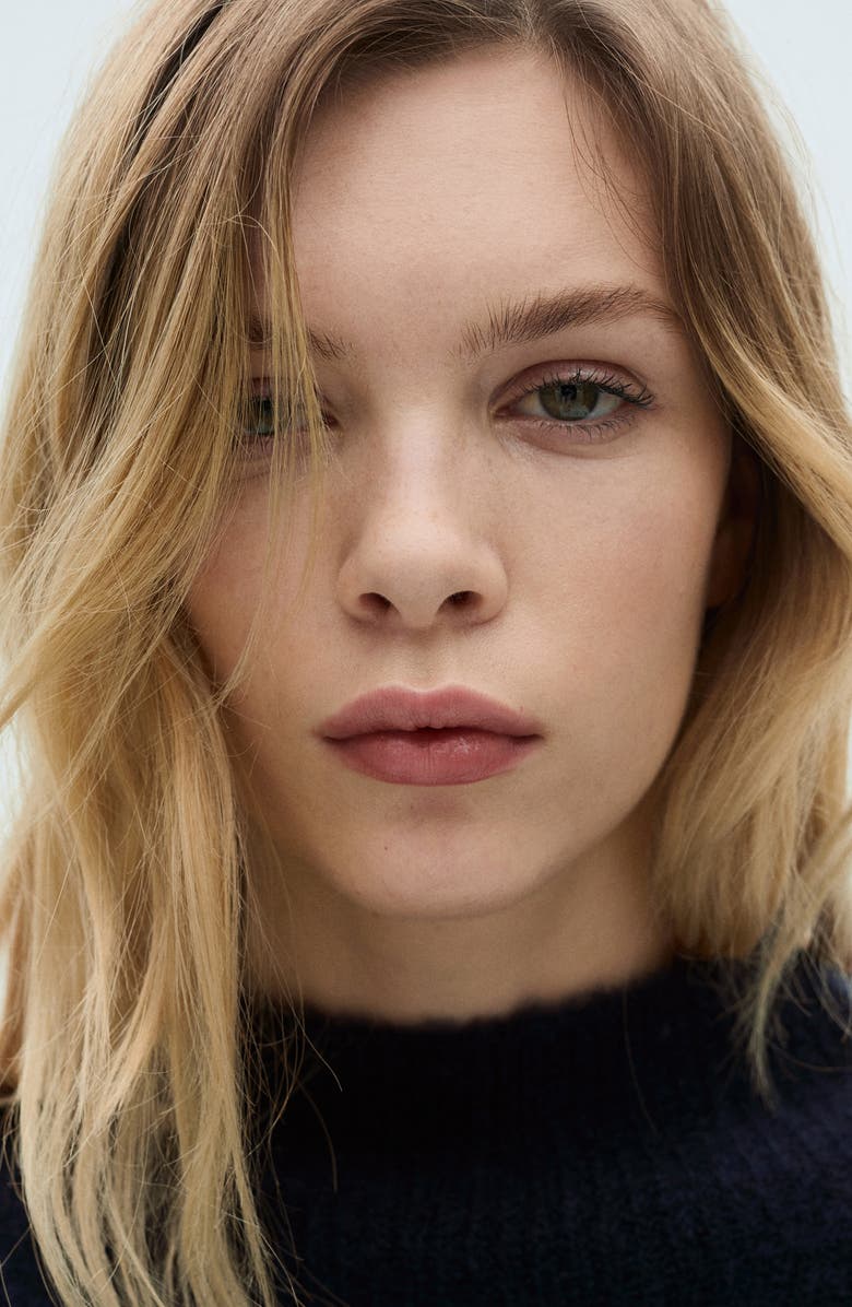 MANGO Perkins Collar Stripe Sweater, Alternate, color, Dark Navy