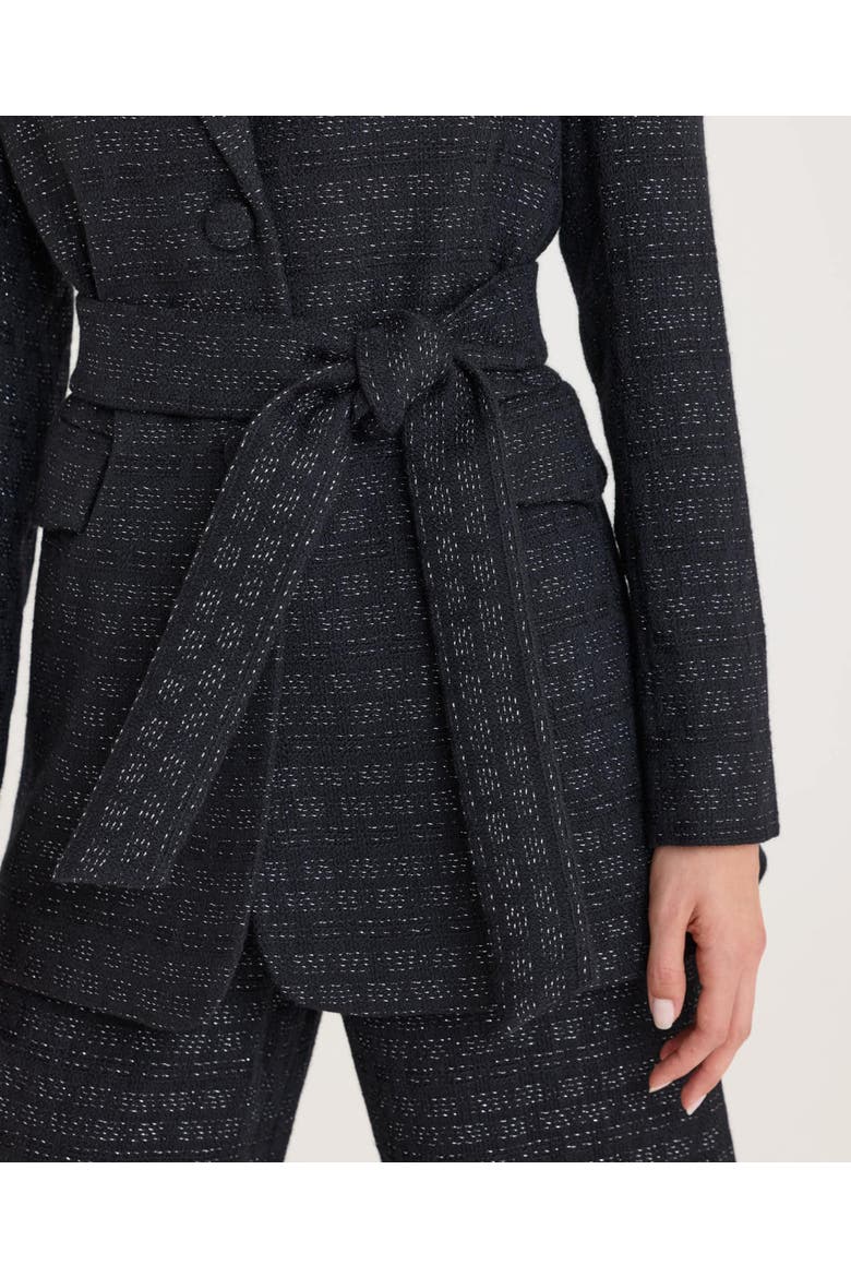 Diana Sparkle Tie Belted Jacket, Alternate, color, Black Sparkle