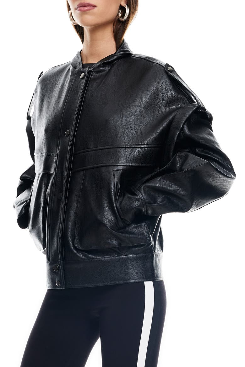 Madame Faux Leather Jacket, Alternate, color, ONYX