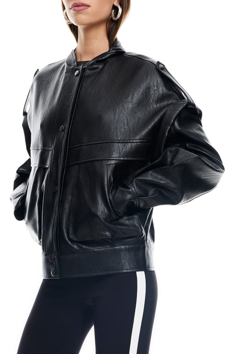 LIONESS Madame Faux Leather Jacket, Alternate, color, Onyx