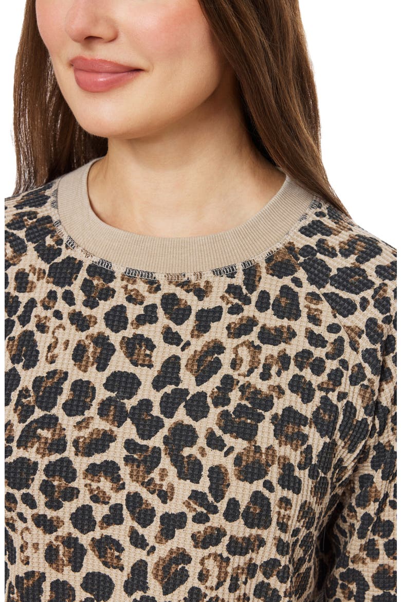 Nella Waffle Knit Top, Alternate, color, COBBLESTONE LEOPARD