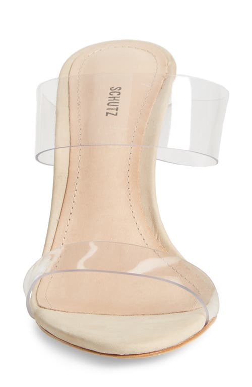 Schutz Ariella Strappy See-through Vinyl Slide High-heel Sandals In Transparent
