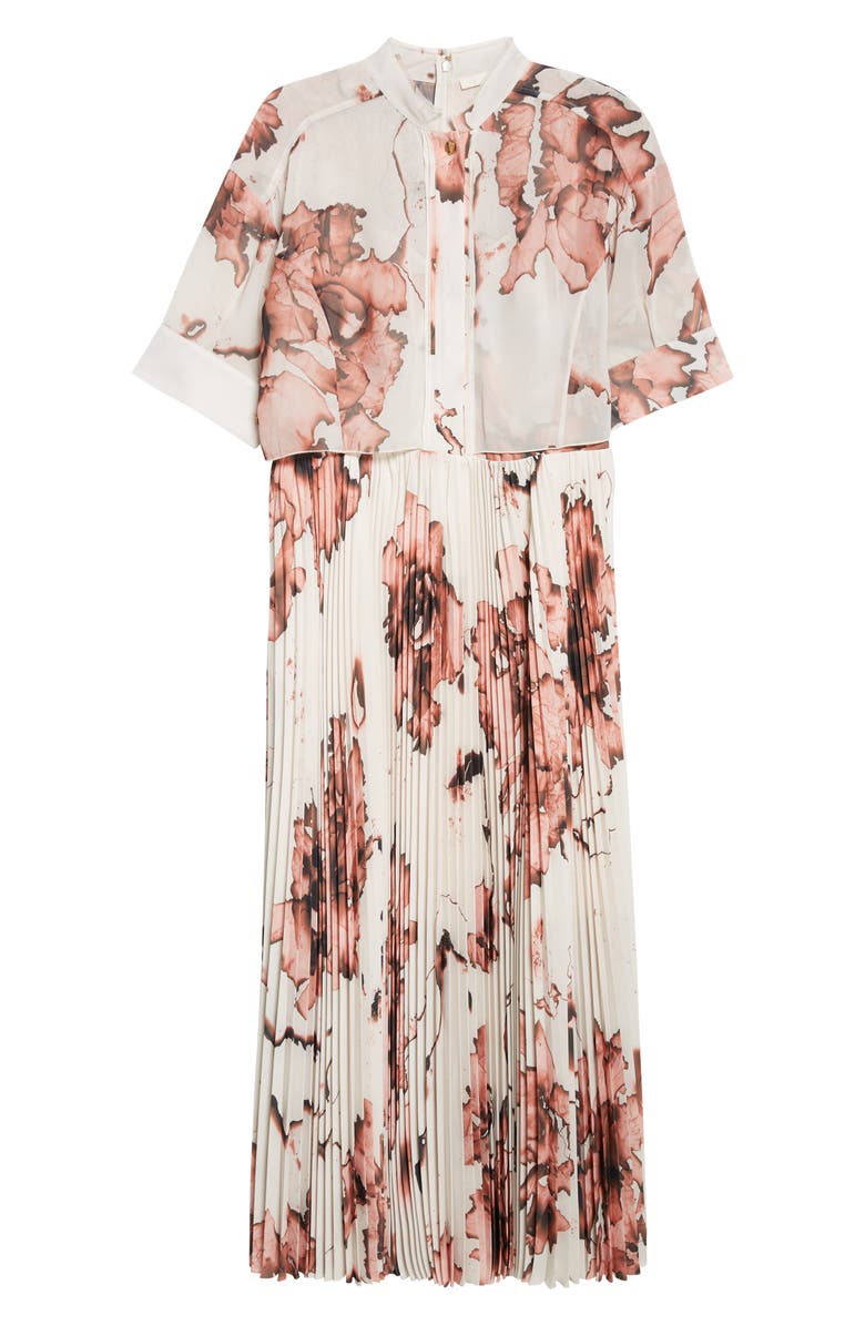 Jason Wu Collection Pleated Drop Waist Dress, Alternate, color, Calico/ Saddle