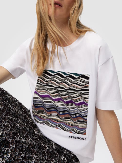 Missoni Short Sleeve T-shirt With Knit Insert And Logo In White