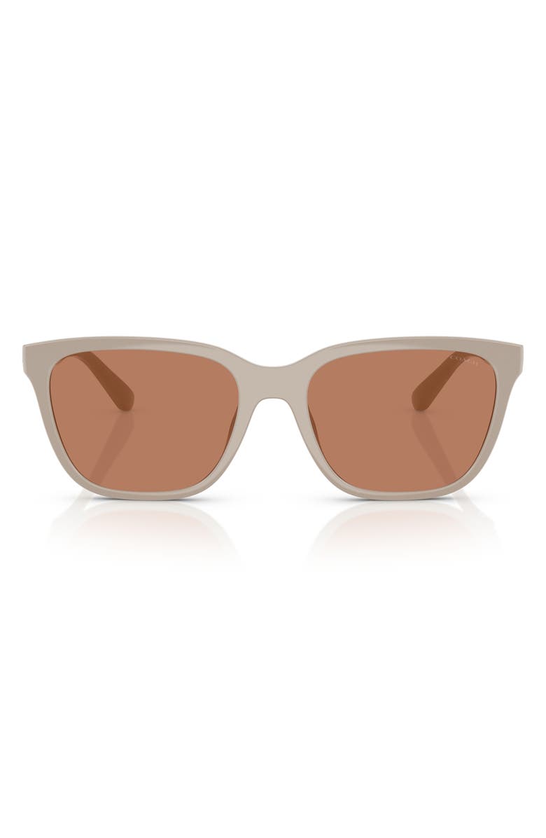 COACH 56mm Square Sunglasses, Main, color, Khaki Solid / Brown Solid