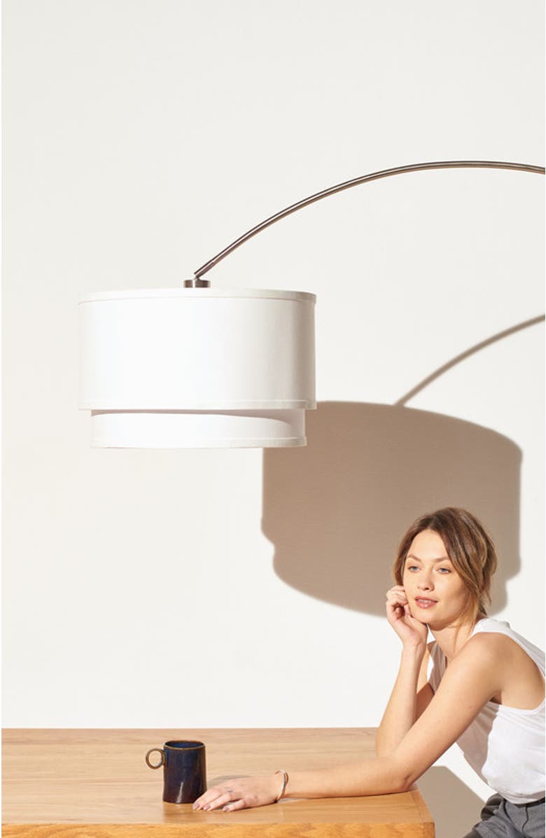 Brightech Mason 81" LED Arc Floor Lamp with Heavy-Weighted Marble Base, Alternate, color, Metallic Silver