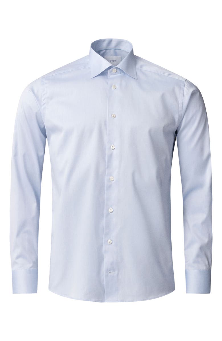 Eton Contemporary Fit Solid Cotton Dress Shirt, Alternate, color, Light Blue