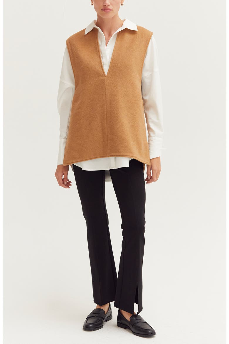 Wool Blend Felt Vest, Alternate, color, Camel