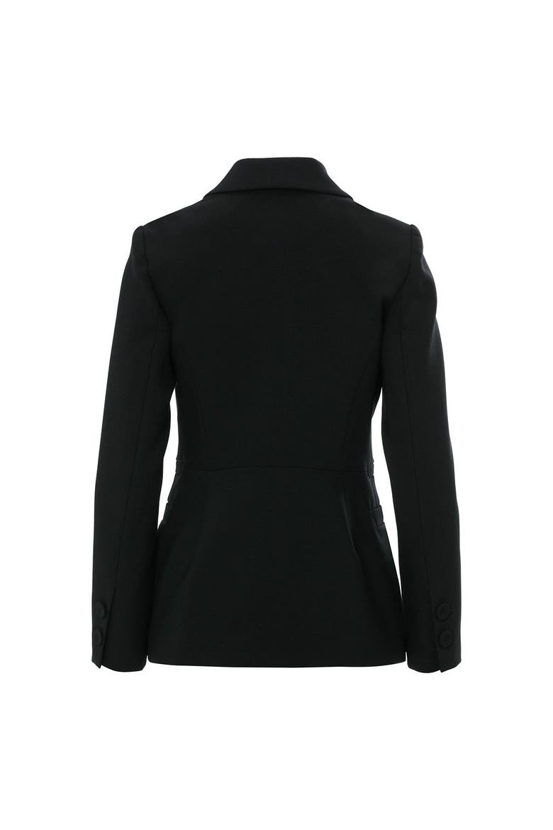 Snap Detail Shoulder Pad Pleated Pocket Lined Black Jacket, Alternate, color, Black
