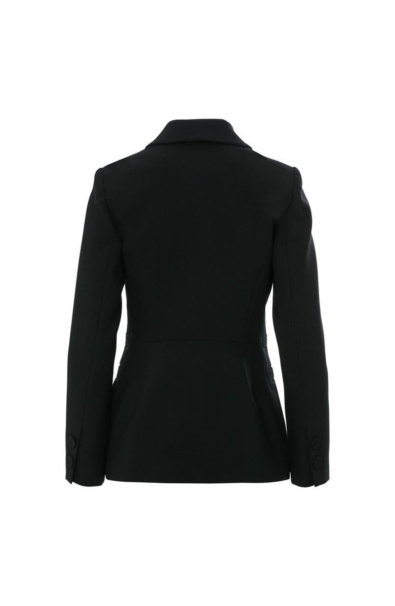 Gizia Snap Detail Shoulder Pad Pleated Pocket Lined Black Jacket, Alternate, color, Black
