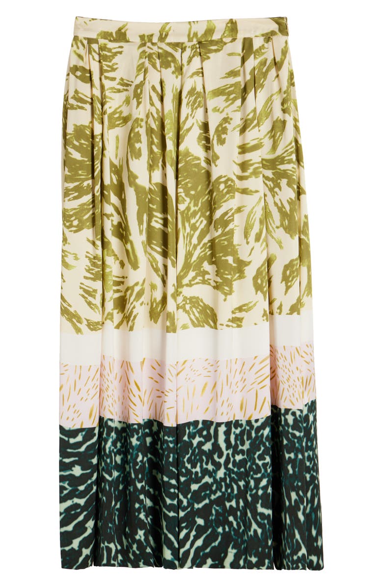 Dries Van Noten Mixed Print A-Line Midi Skirt, Alternate, color, Khaki