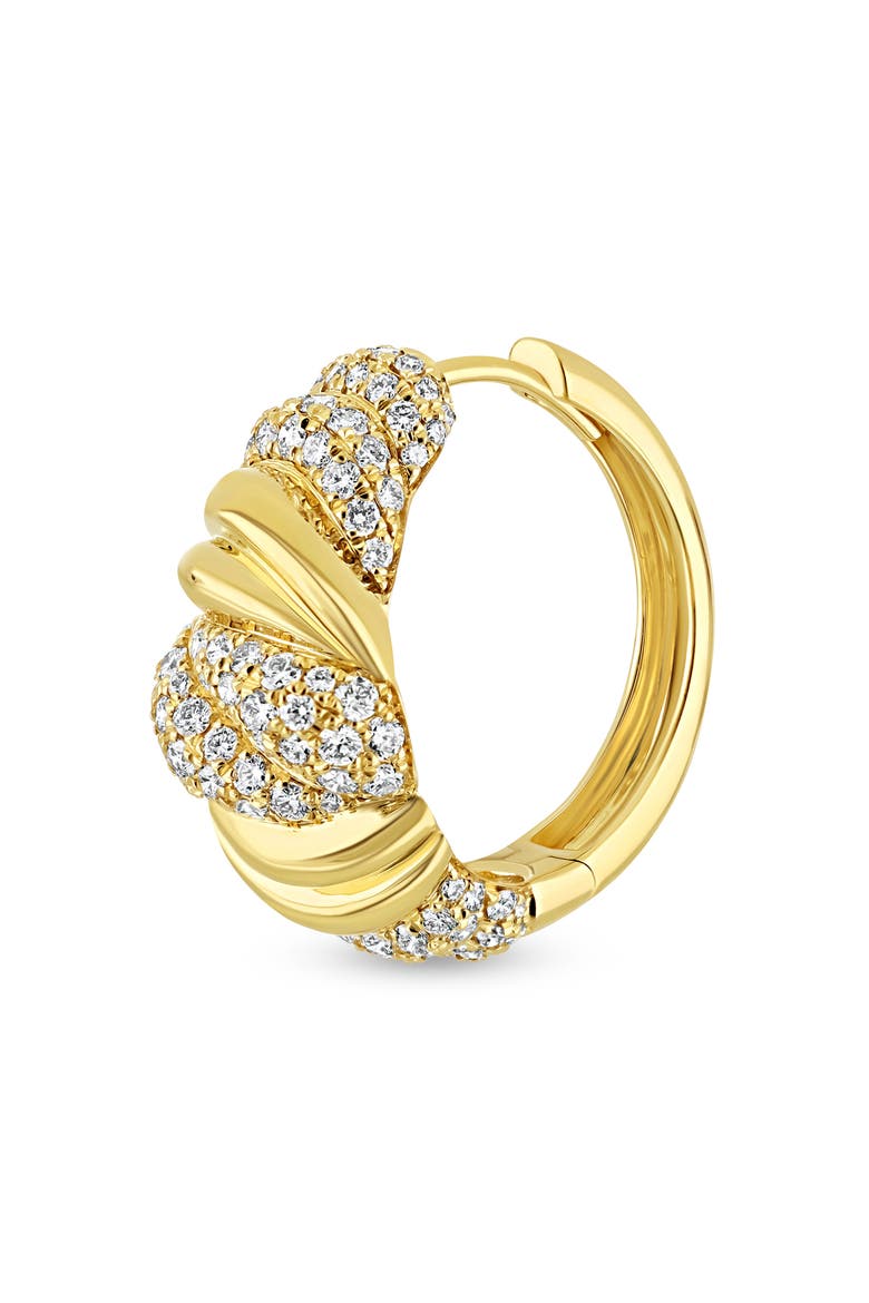 18K Gold Cleo Diamond Hoop Earrings, 10mm (Online Trunk Show), Alternate, color, YELLOW