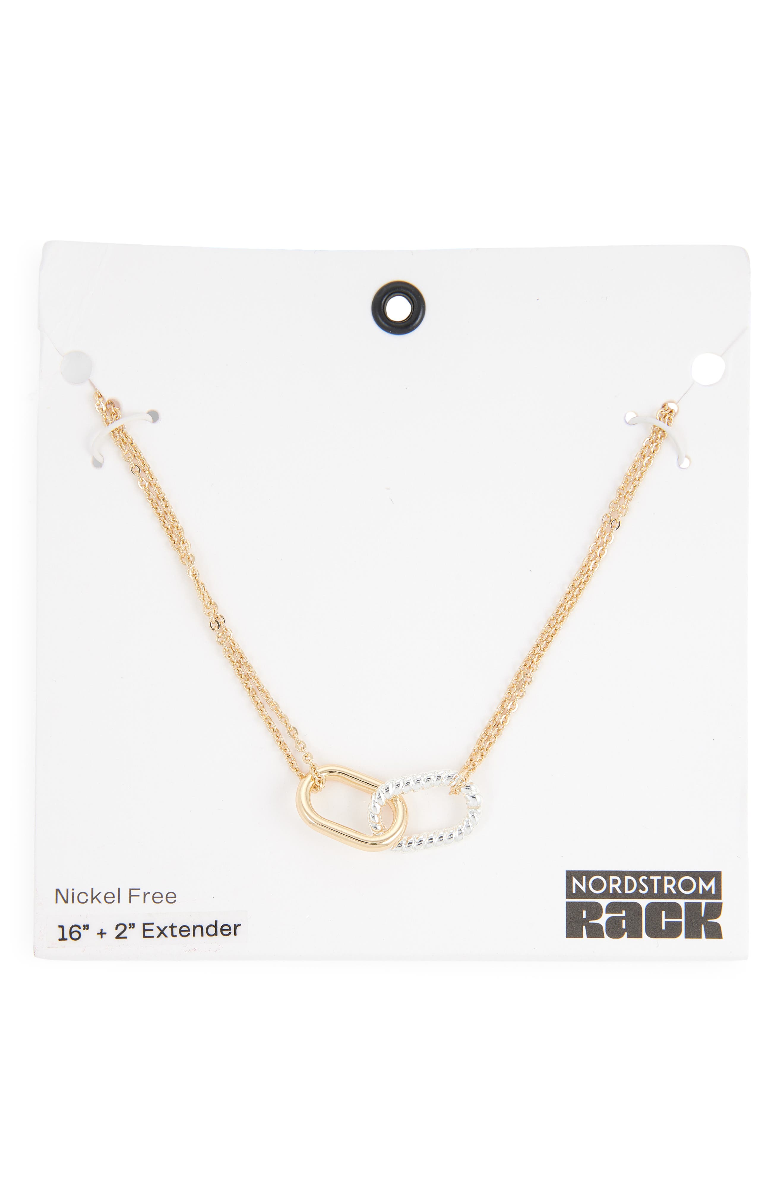 NORDSTROM RACK Two-Tone Paper Clip Link Pendant Necklace