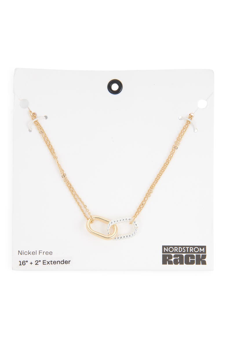 Two-Tone Paper Clip Link Pendant Necklace, Main, color, GOLD- SILVER