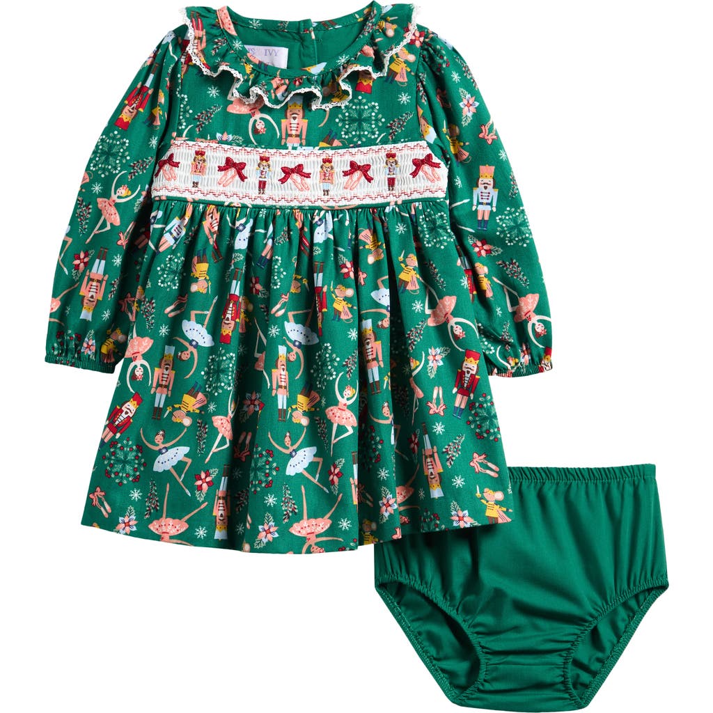 Iris & Ivy Nutcracker Smocked Dress & Bloomers Set In Brown