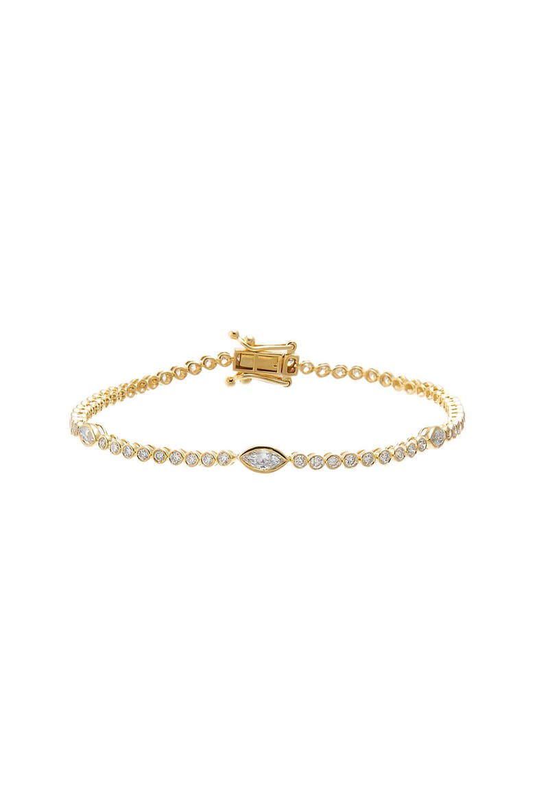 Lab Grown Diamond Bezel Multi Marquise Accent Tennis Bracelet, Main, color, Gold