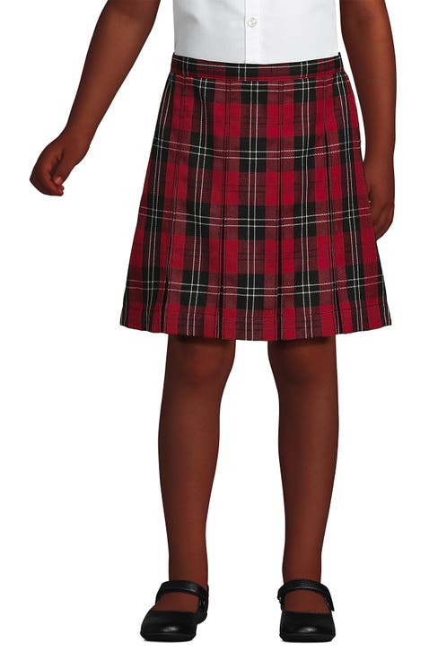 School Uniform Girls Plaid Box Pleat Skirt Top of the Knee