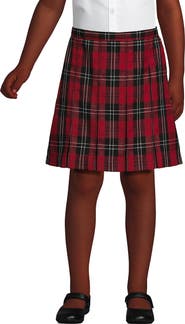 Lands' End School Uniform Girls Plaid Box Pleat Skirt Top of the Knee