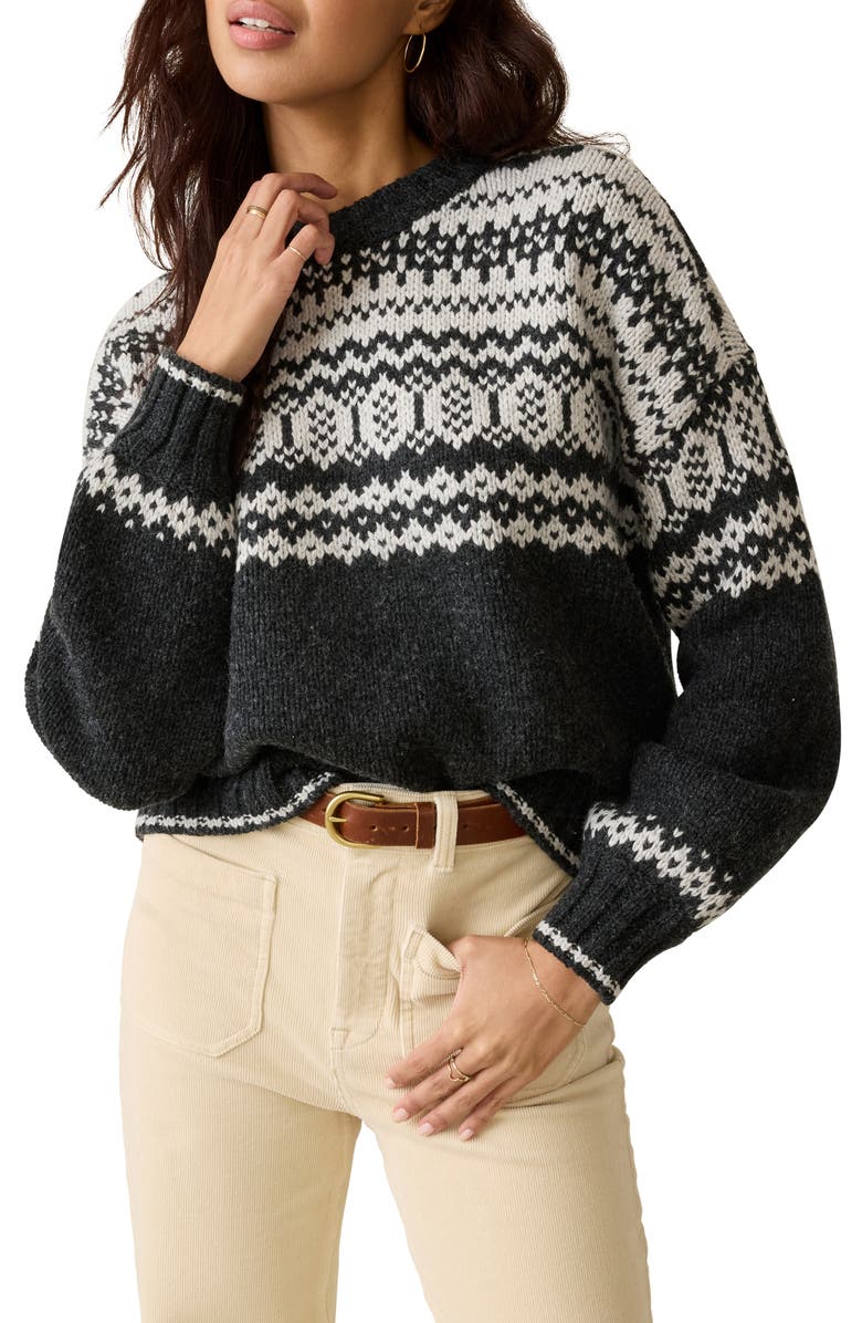 Faherty Willow Creek Fair Isle Wool & Cashmere Blend Sweater, Main, color, Grey Valley Fairisle