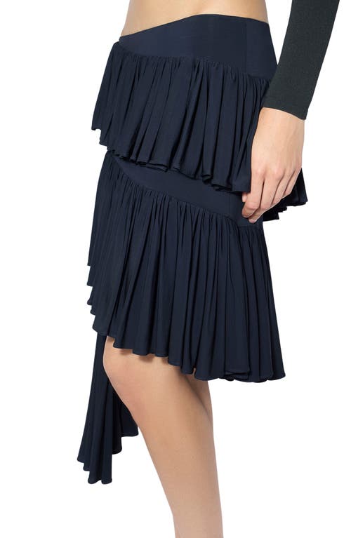 Alaïa Womens Minuit Ruffled High-waist Knitted Maxi Skirt In Marine Fonce