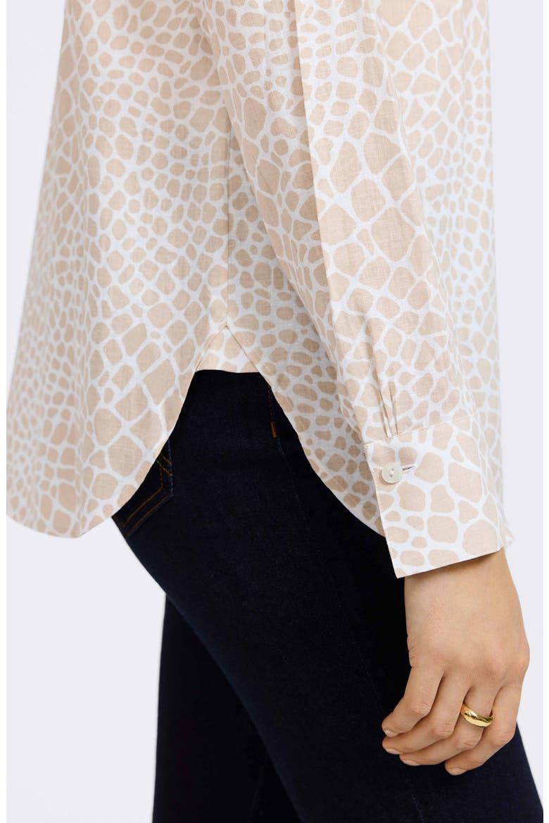 Meghan Giraffe Print Linen Blend Shirt, Alternate, color, FLAX WHITE