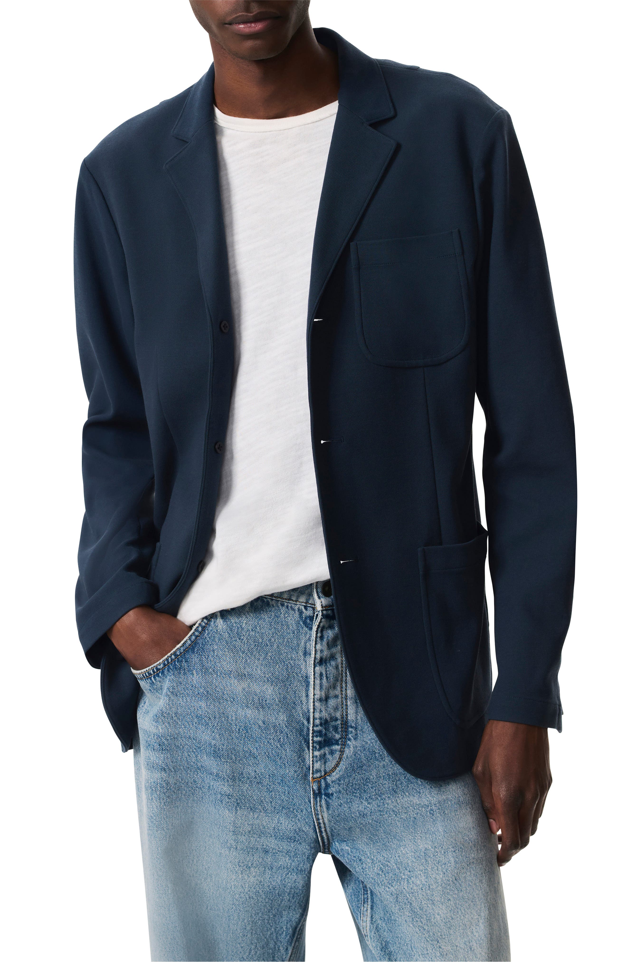 rag & bone Achilles Navy Cotton Blend Knit Sport Coat