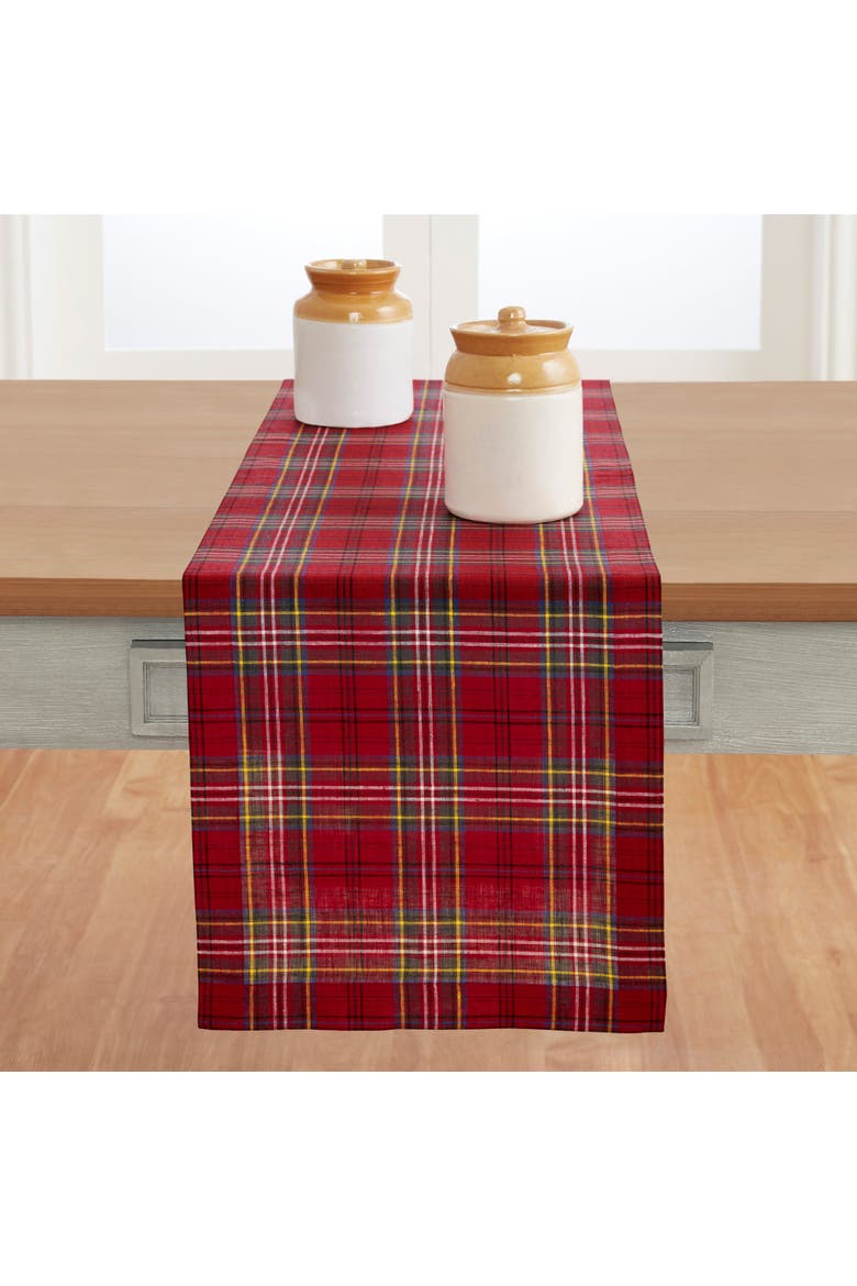 Linen Table Runner - Classic Tartan Plaid, Main, color, Red
