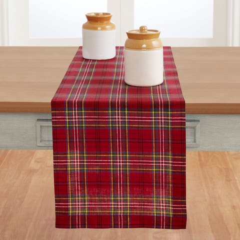 Linen Table Runner for Dining Table, Holiday and Everyday Table Decor - Classic Tartan Plaid
