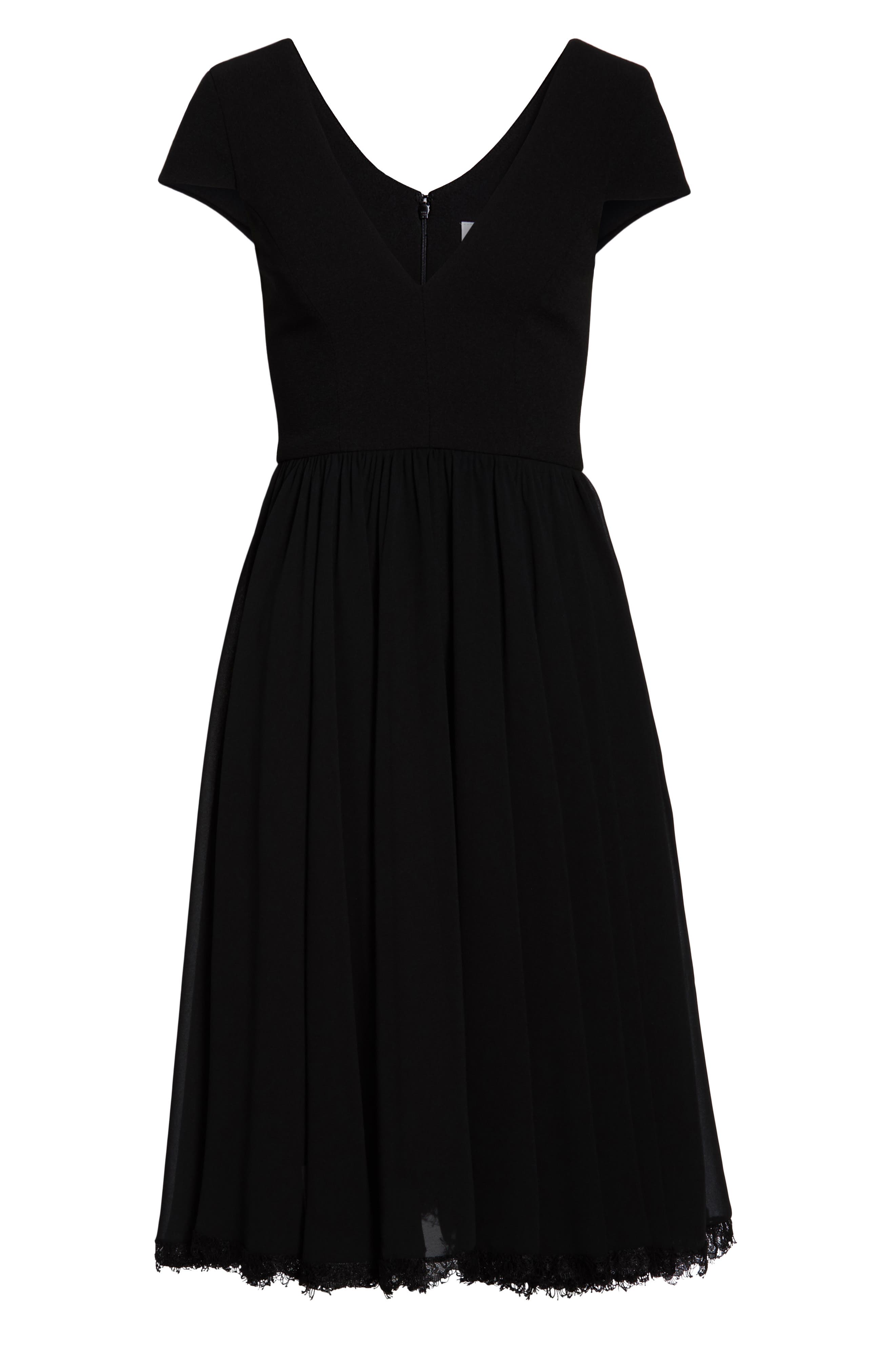 corey chiffon fit & flare cocktail dress dress the population Dress The Population Corey Chiffon Fit & Flare Cocktail Dress Size L Navy  Blue