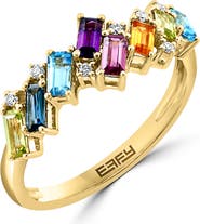 EFFY 14K Yellow Gold Rainbow Stones & Diamond Ring