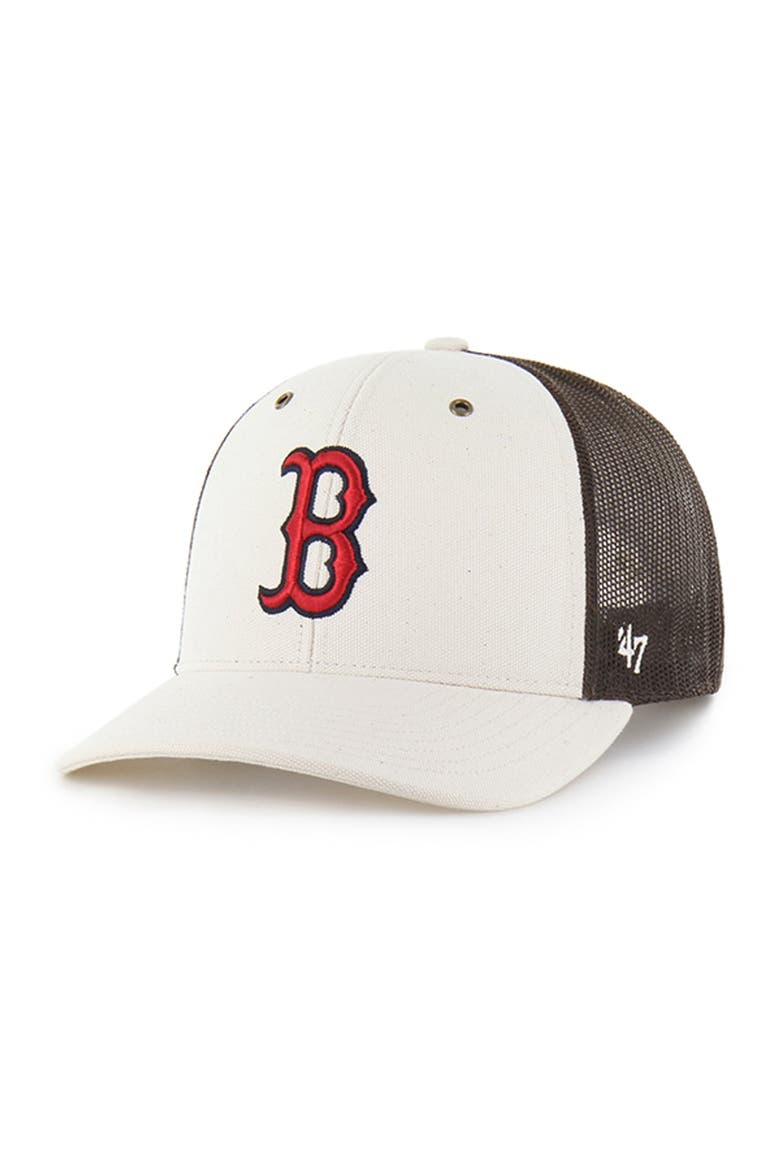 Men's Carhartt x '47 Natural/Brown Boston Red Sox Undyed Trucker Adjustable Hat, Main, color, Natural