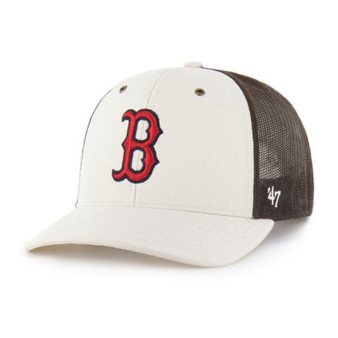 Men's Carhartt x '47 Natural/Brown Boston Red Sox Undyed Trucker Adjustable Hat