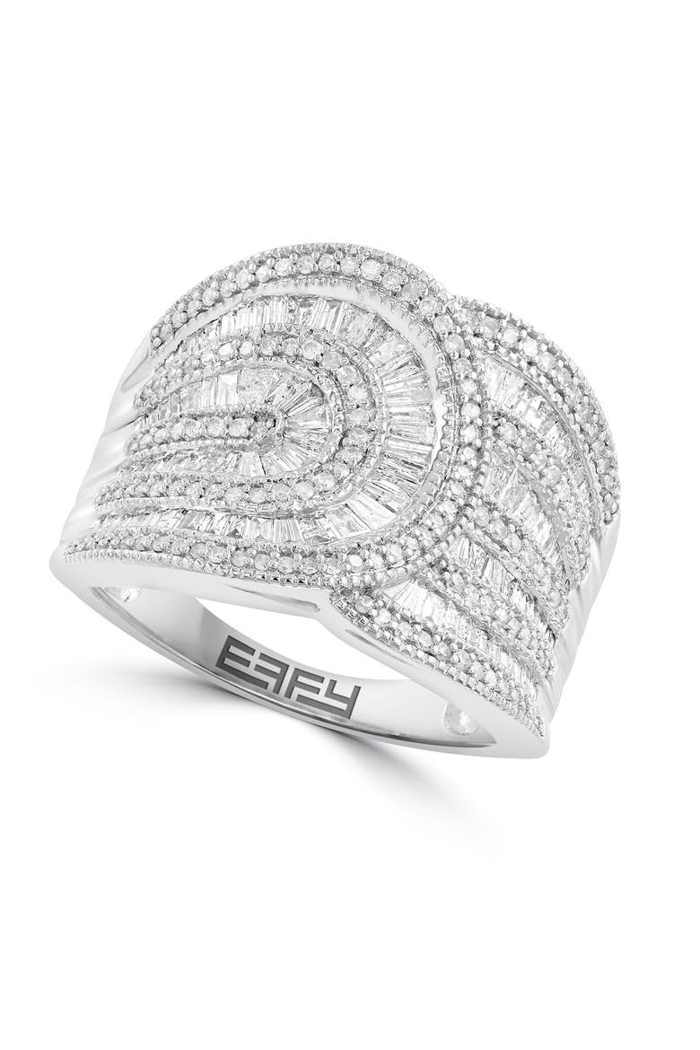 Sculpted Swirl Diamond Cocktail Ring in White Gold, Main, color, Hematite and FW Blush Pearl