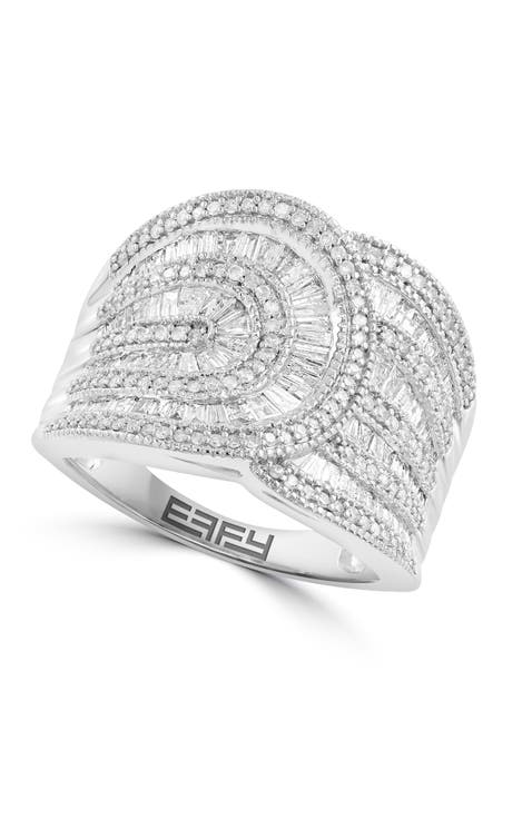 Sculpted Swirl Diamond Cocktail Ring in White Gold
