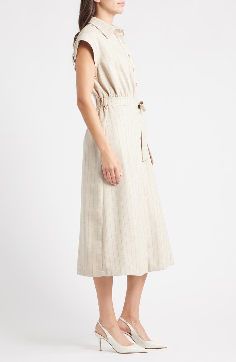 ZOE AND CLAIRE Tie Waist Shirtdress, Alternate, color, Beige