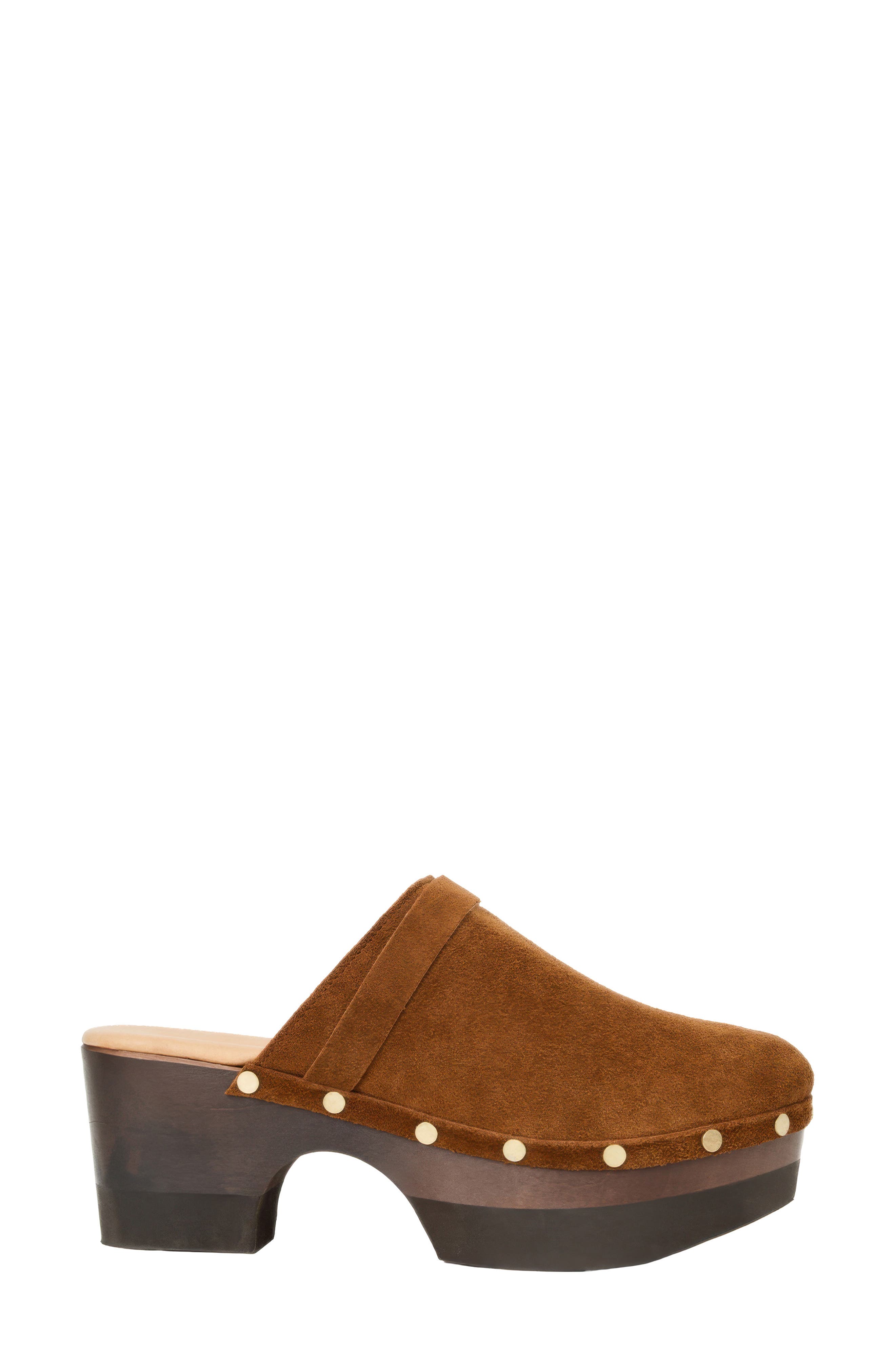 Olivia Clog, Alternate, color, COGNAC SUEDE