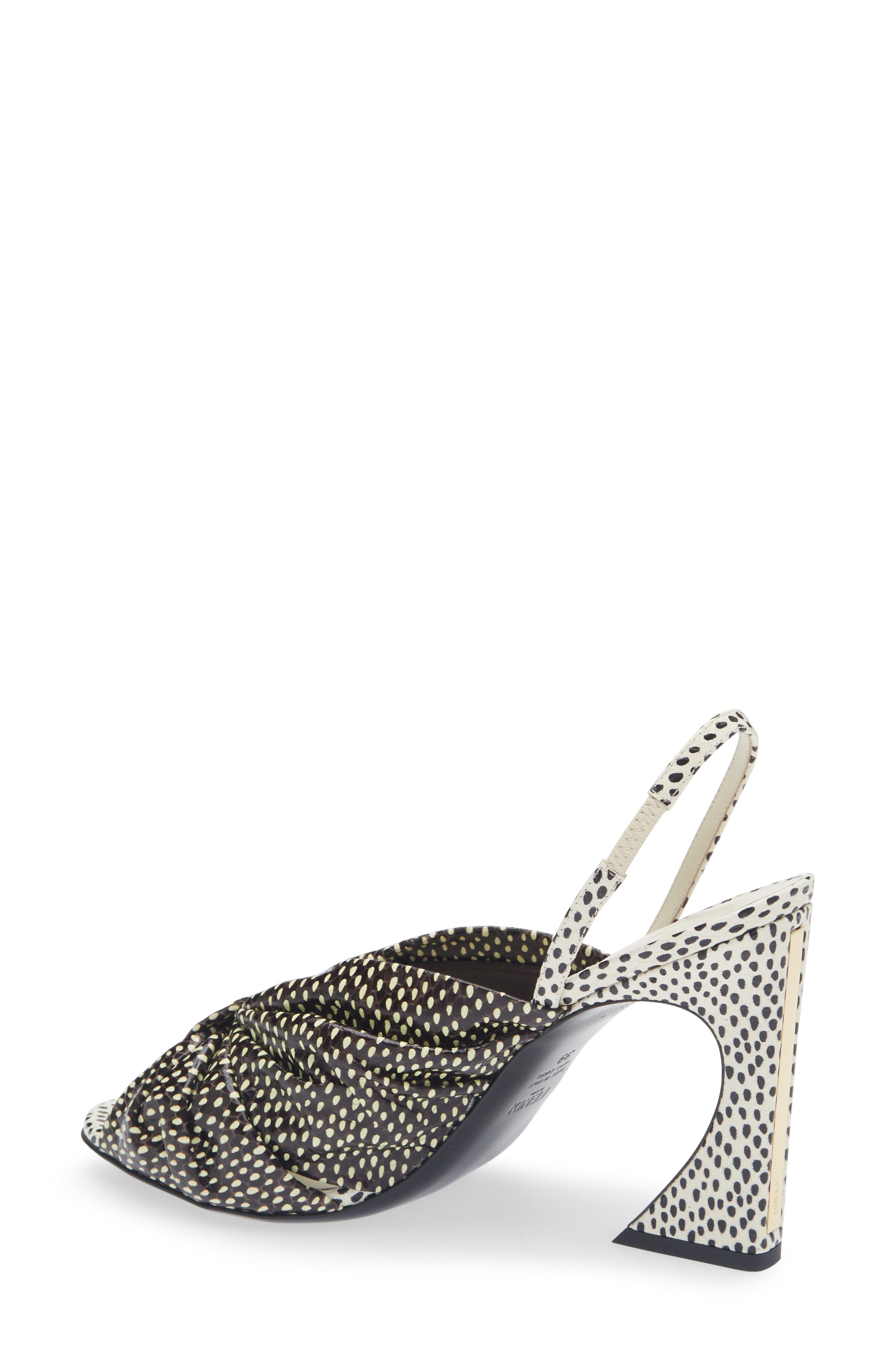 Fendi Arco Slingback Sandal, Alternate, color, White/Black