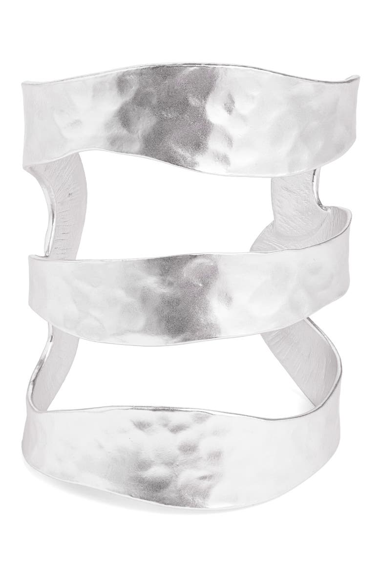 Stack Cuff Bracelet, Main, color, SILVER