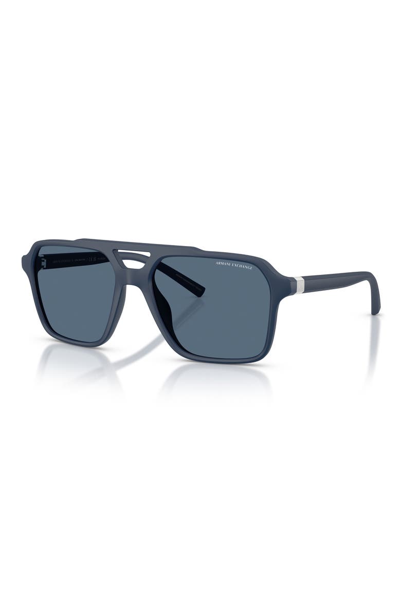 57mm Pilot Sunglasses, Alternate, color, MATTE BLUE / DARK BLUE